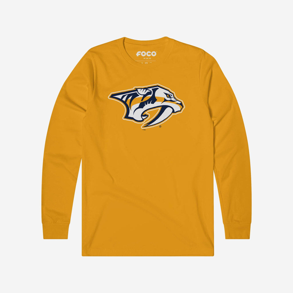 Nashville Predators Primary Logo Long Sleeve T-Shirt FOCO Gold S - FOCO.com