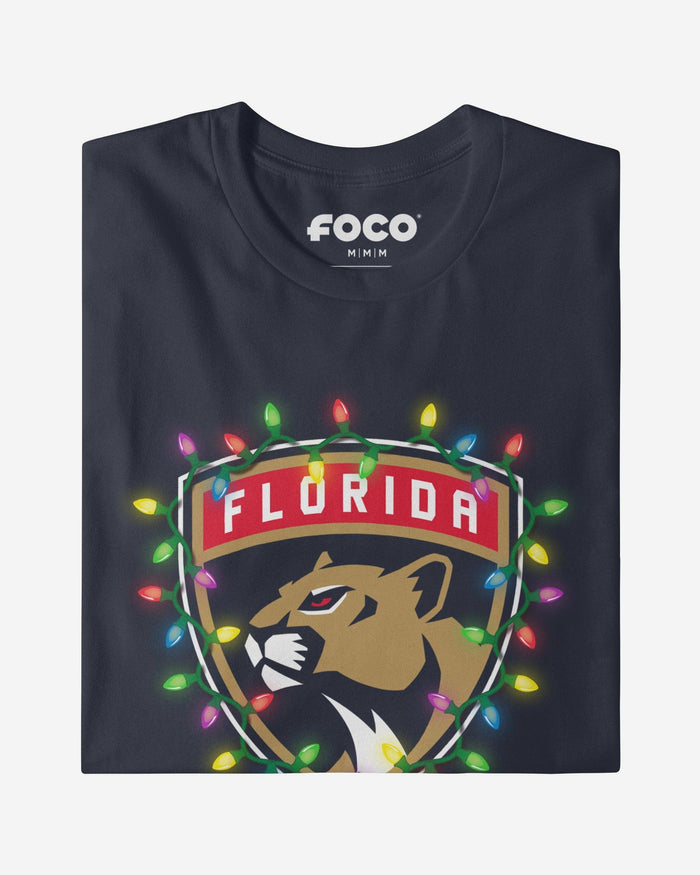 Florida Panthers Primary Logo Holiday Lights T-Shirt FOCO S - FOCO.com