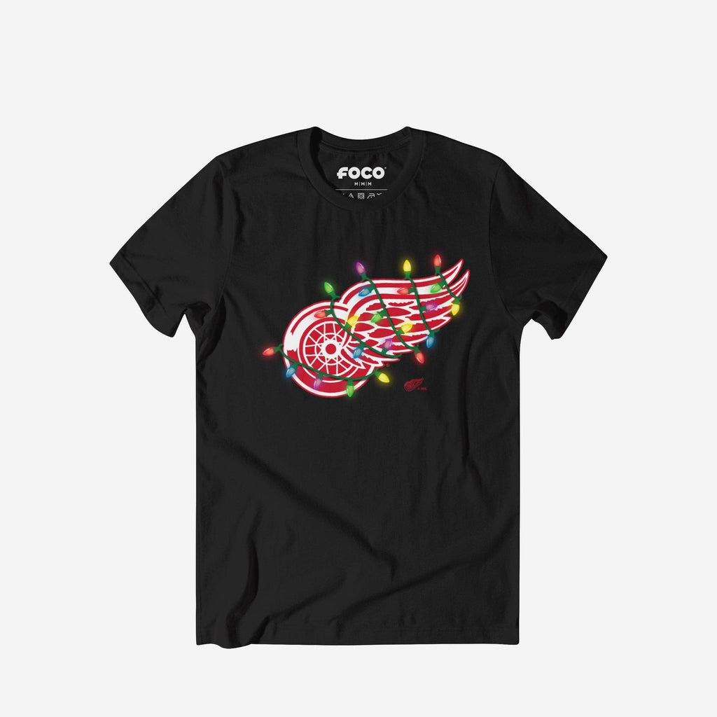 Detroit Red Wings Primary Logo Holiday Lights T-Shirt FOCO S - FOCO.com