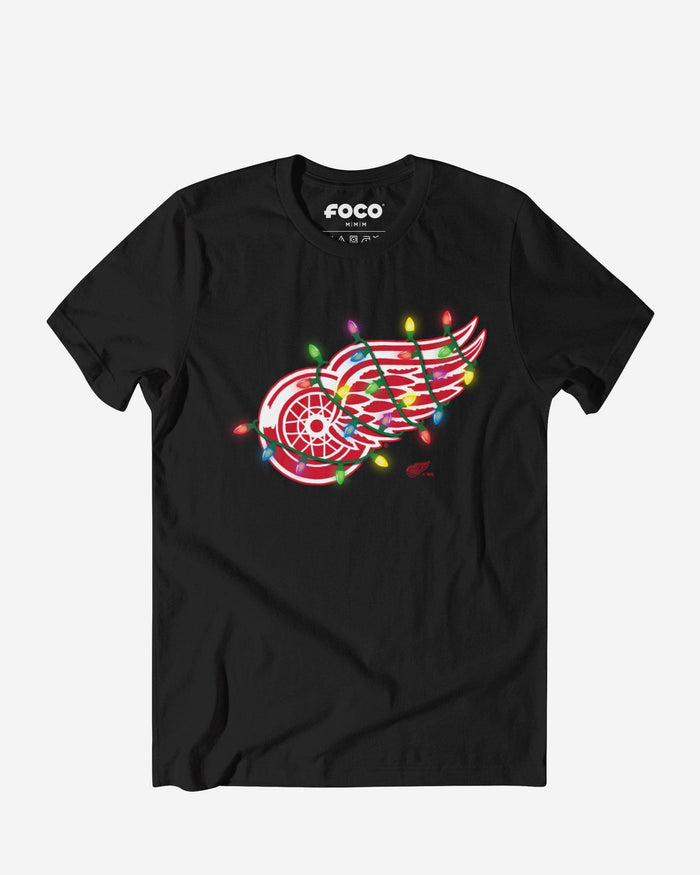 Detroit Red Wings Primary Logo Holiday Lights T-Shirt FOCO S - FOCO.com