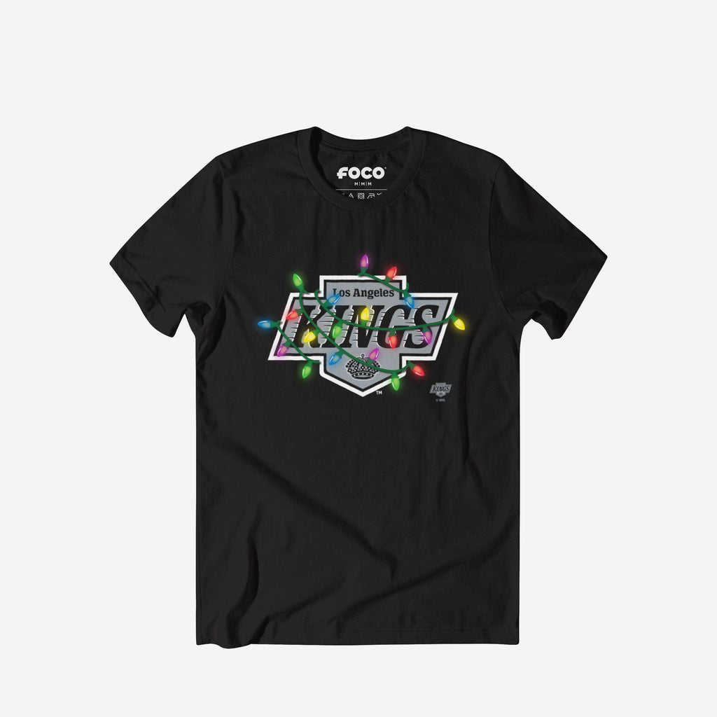 Los Angeles Kings Primary Logo Holiday Lights T-Shirt FOCO S - FOCO.com