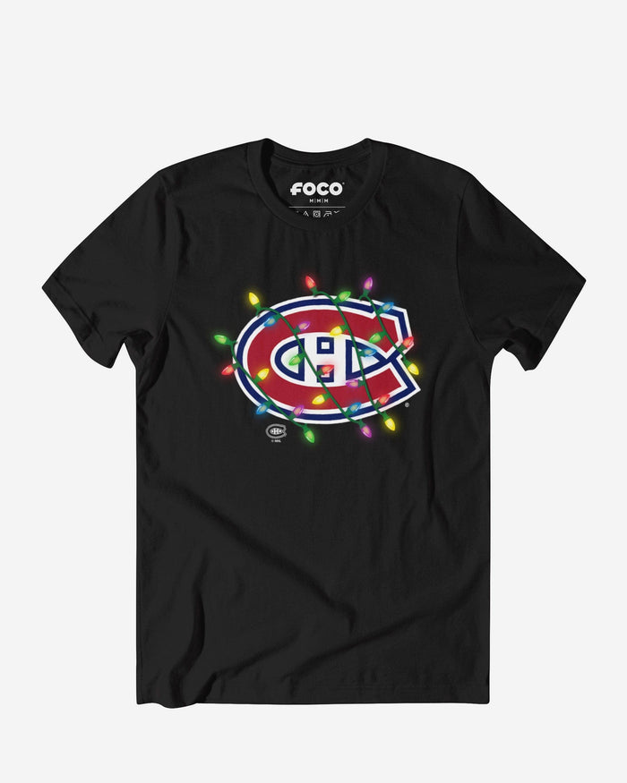 Montreal Canadiens Primary Logo Holiday Lights T-Shirt FOCO S - FOCO.com