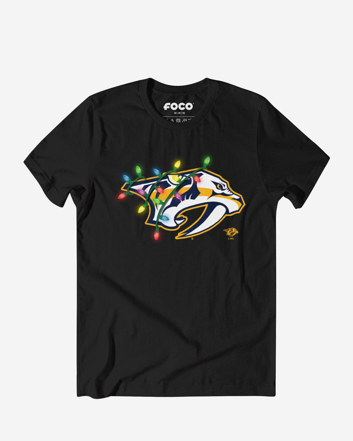 Nashville Predators Primary Logo Holiday Lights T-Shirt FOCO S - FOCO.com