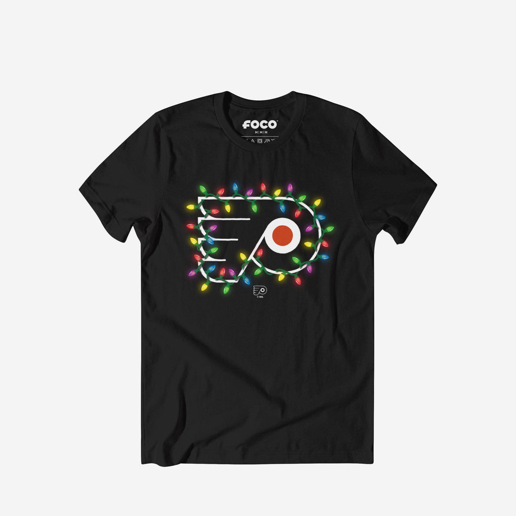 Philadelphia Flyers Primary Logo Holiday Lights T-Shirt FOCO S - FOCO.com
