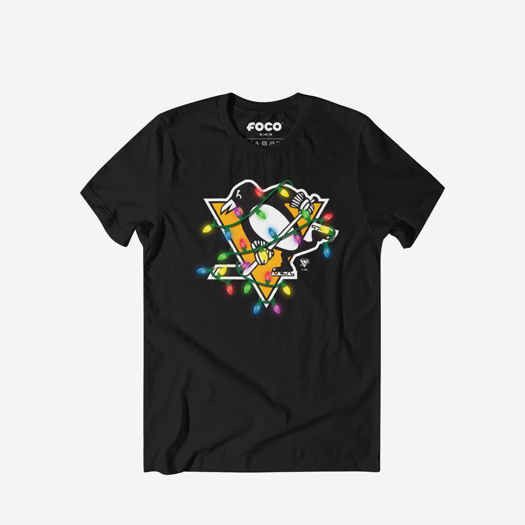 Pittsburgh Penguins Primary Logo Holiday Lights T-Shirt FOCO S - FOCO.com