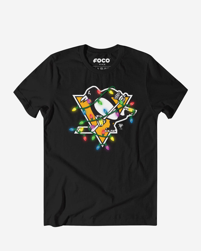 Pittsburgh Penguins Primary Logo Holiday Lights T-Shirt FOCO S - FOCO.com