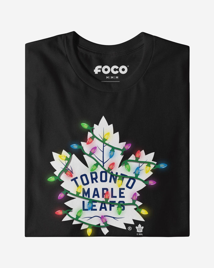 Toronto Maple Leafs Primary Logo Holiday Lights T-Shirt FOCO S - FOCO.com