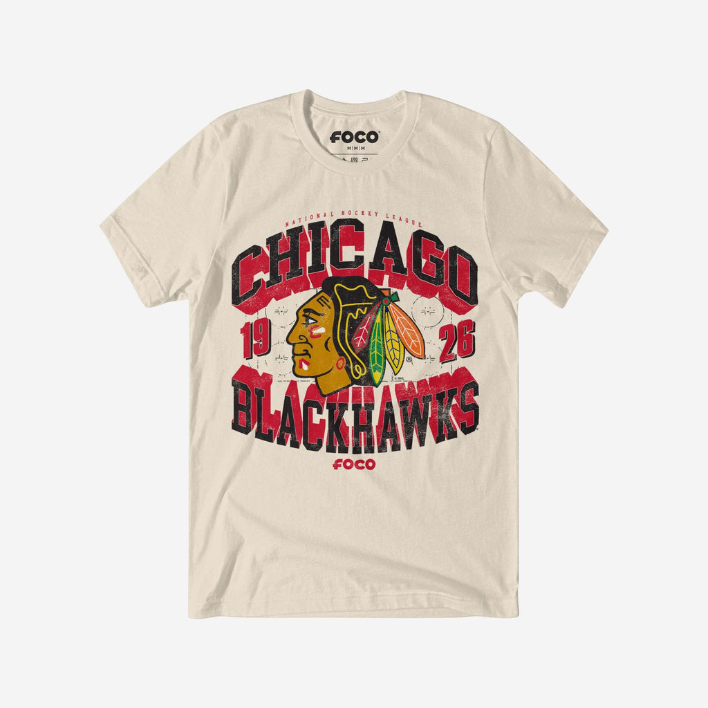 Chicago Blackhawks Rink Arched Wordmark T-Shirt FOCO S - FOCO.com