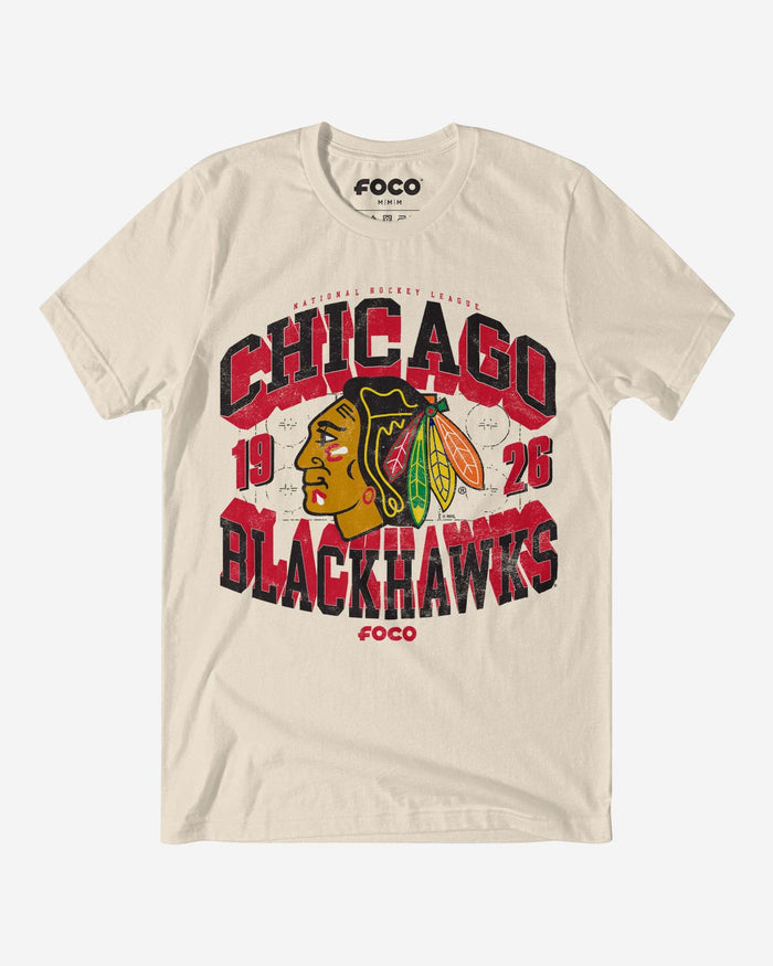 Chicago Blackhawks Rink Arched Wordmark T-Shirt FOCO S - FOCO.com
