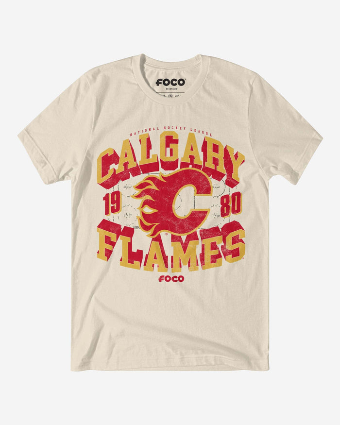 Calgary Flames Rink Arched Wordmark T-Shirt FOCO S - FOCO.com