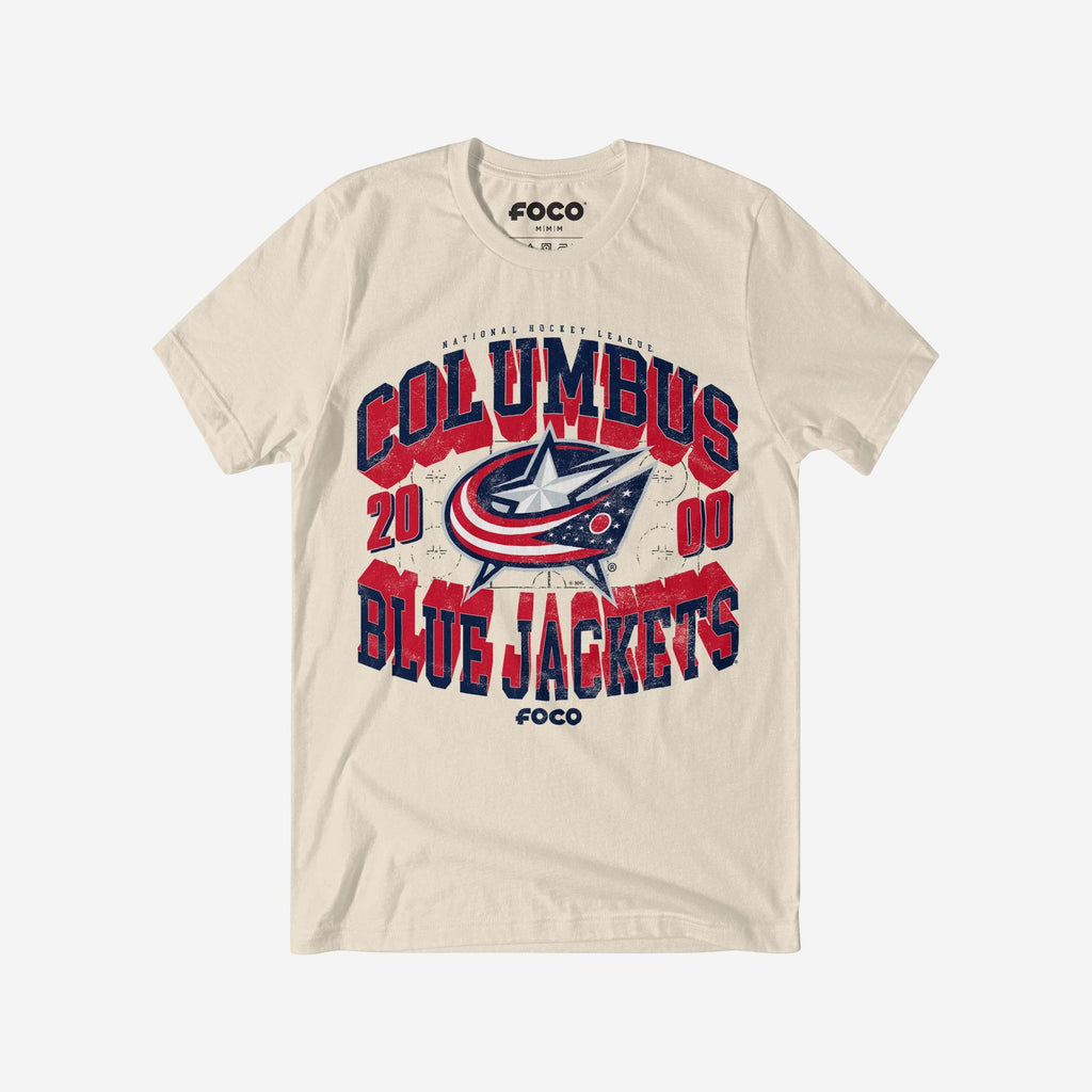 Columbus Blue Jackets Rink Arched Wordmark T-Shirt FOCO S - FOCO.com