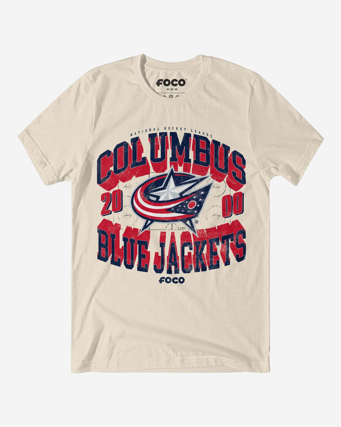 Columbus Blue Jackets Rink Arched Wordmark T-Shirt FOCO S - FOCO.com