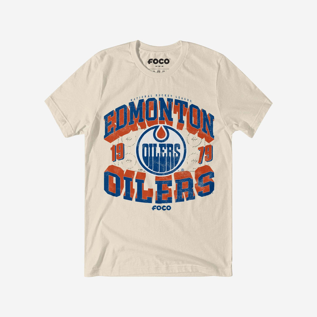 Edmonton Oilers Rink Arched Wordmark T-Shirt FOCO S - FOCO.com