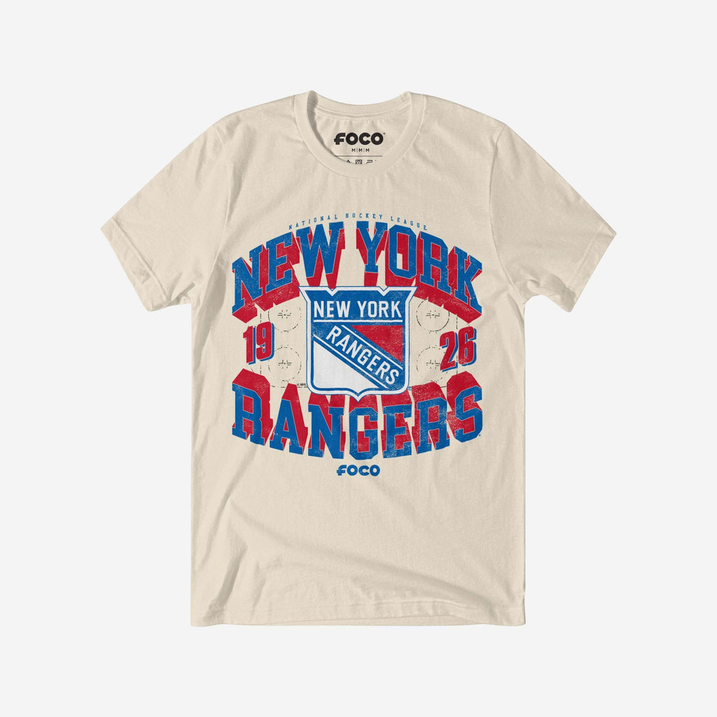 New York Rangers Rink Arched Wordmark T-Shirt FOCO S - FOCO.com