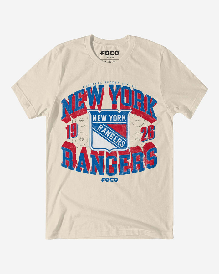 New York Rangers Rink Arched Wordmark T-Shirt FOCO S - FOCO.com