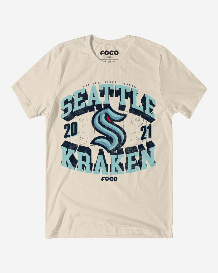 Seattle Kraken Rink Arched Wordmark T-Shirt FOCO S - FOCO.com