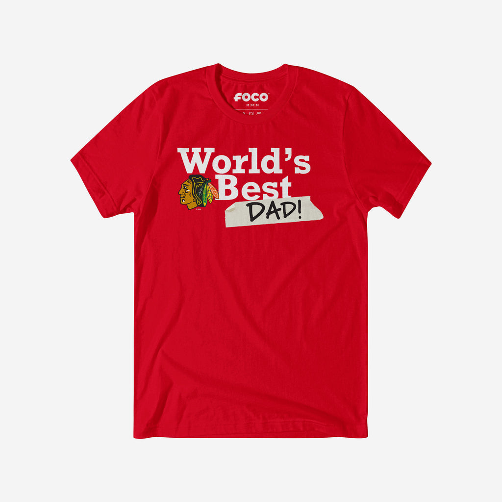 Chicago Blackhawks World's Best Dad T-Shirt FOCO S - FOCO.com