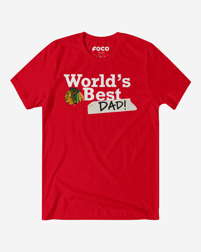 Chicago Blackhawks World's Best Dad T-Shirt FOCO S - FOCO.com