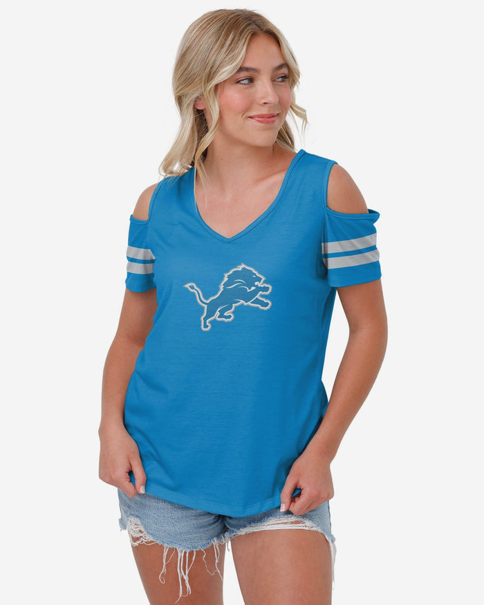 Detroit Lions Womens Cold Shoulder T-Shirt FOCO S - FOCO.com