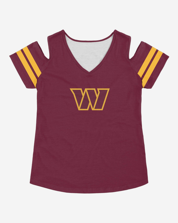 Washington Commanders Womens Cold Shoulder T-Shirt FOCO S - FOCO.com