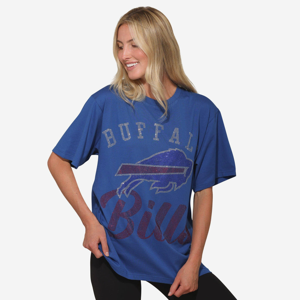 Buffalo Bills Womens Rhinestone Logo Oversized T-Shirt FOCO S - FOCO.com