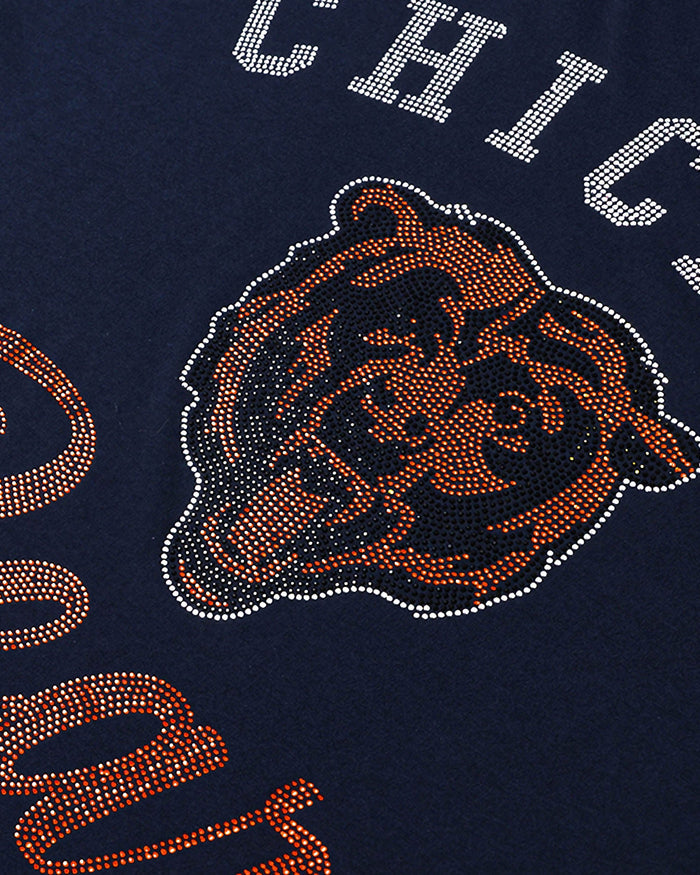 Chicago Bears Womens Rhinestone Logo Oversized T-Shirt FOCO S - FOCO.com