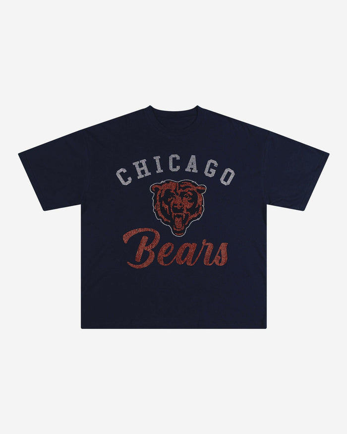 Chicago Bears Womens Rhinestone Logo Oversized T-Shirt FOCO S - FOCO.com