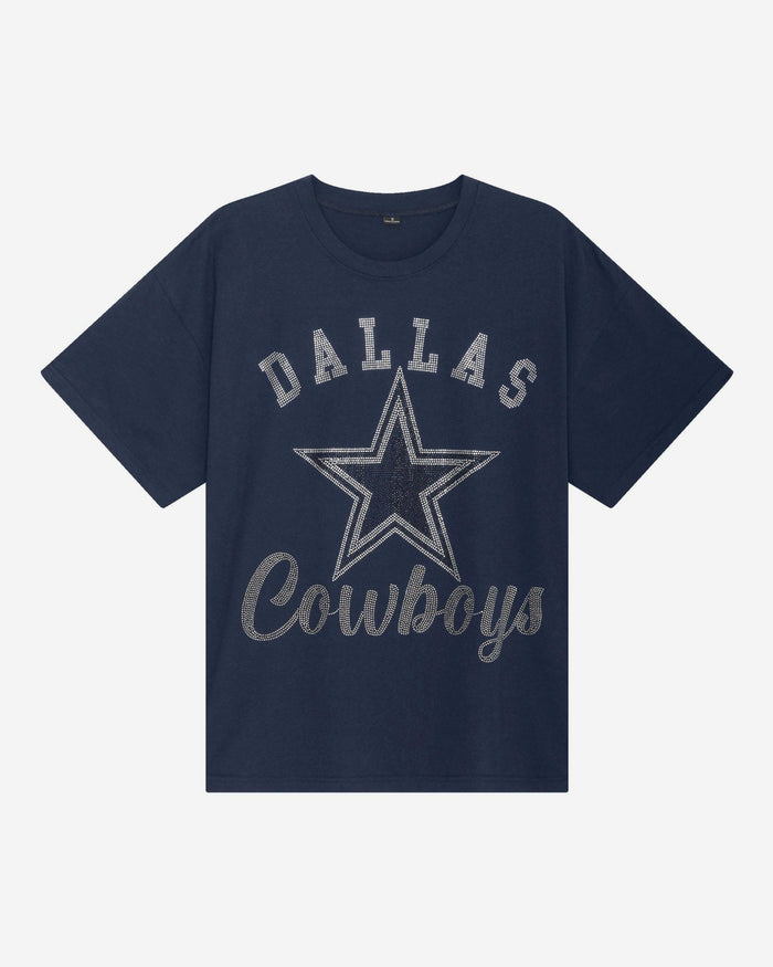 Dallas Cowboys Womens Rhinestone Logo Oversized T-Shirt FOCO S - FOCO.com