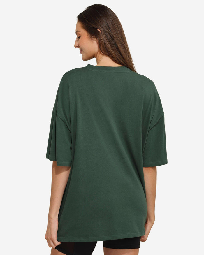 Packer Rhinestone Designs Green Bay Packers Womens Rhinestone Logo Oversized T-Shirt FOCO