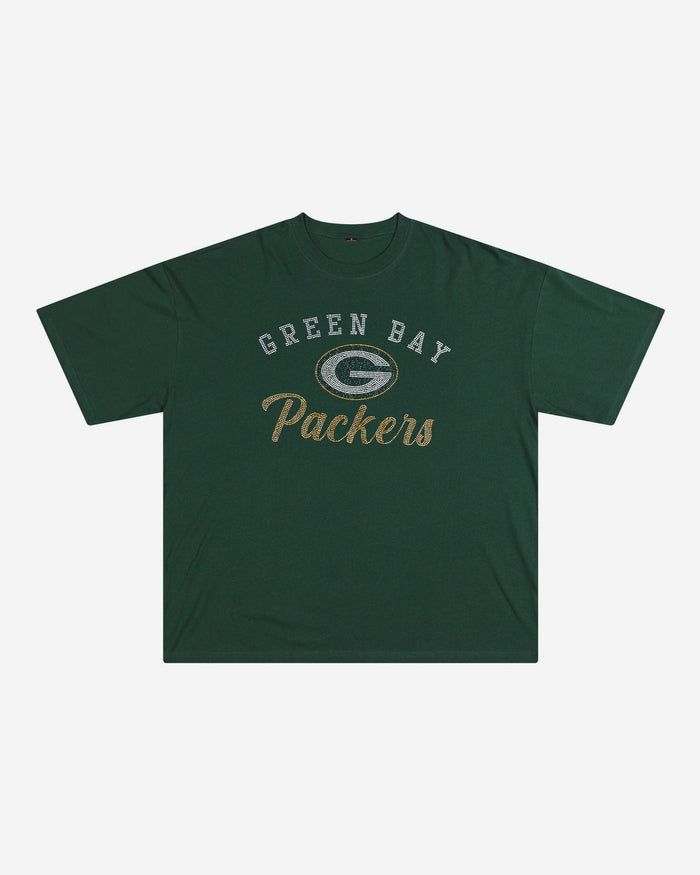 Green Bay Packers Womens Rhinestone Logo Oversized T-Shirt FOCO S - FOCO.com