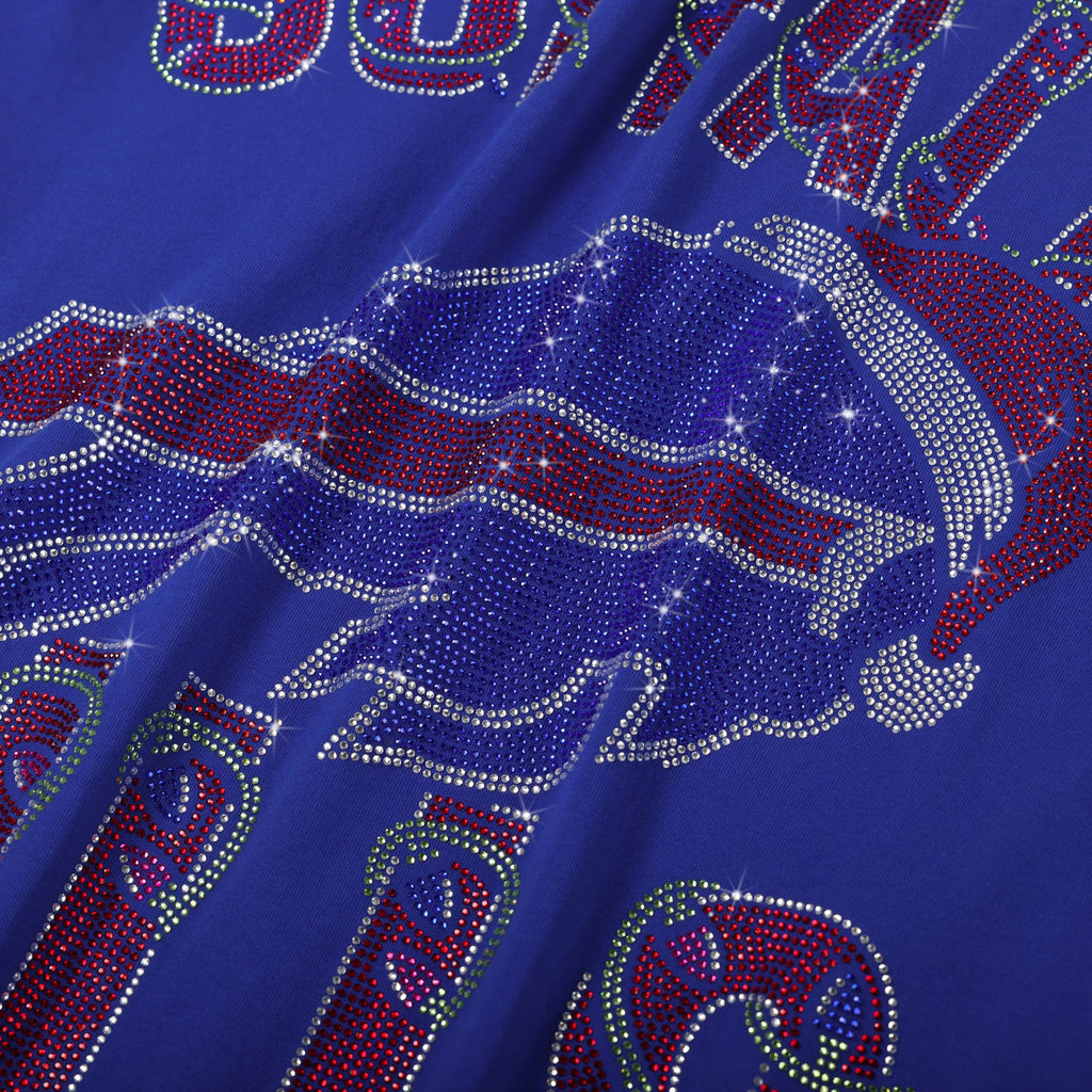 Buffalo Bills Womens Rhinestone Logo Oversized Holiday T-Shirt FOCO