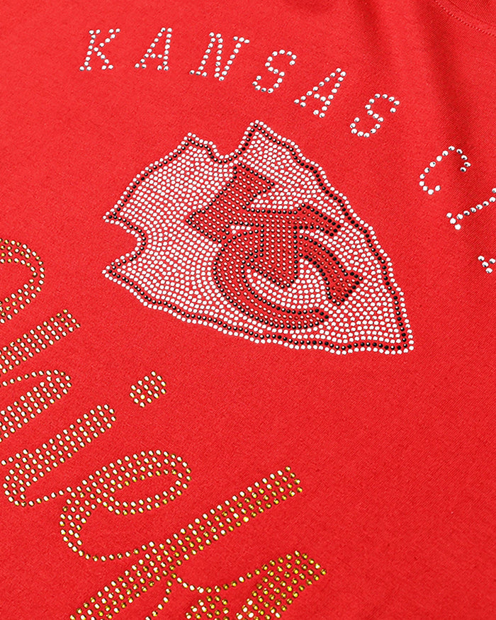 Kansas City Chiefs Womens Rhinestone Logo Oversized T-Shirt FOCO S - FOCO.com