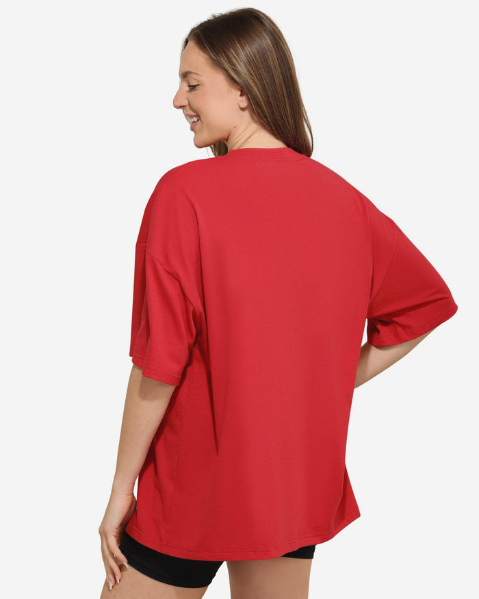 Kansas City Chiefs Womens Rhinestone Logo Oversized T-Shirt FOCO S - FOCO.com