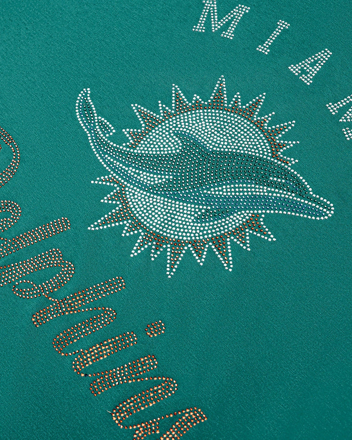 Miami Dolphins Womens Rhinestone Logo Oversized T-Shirt FOCO S - FOCO.com