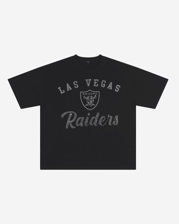 Las Vegas Raiders Womens Rhinestone Logo Oversized T-Shirt FOCO S - FOCO.com