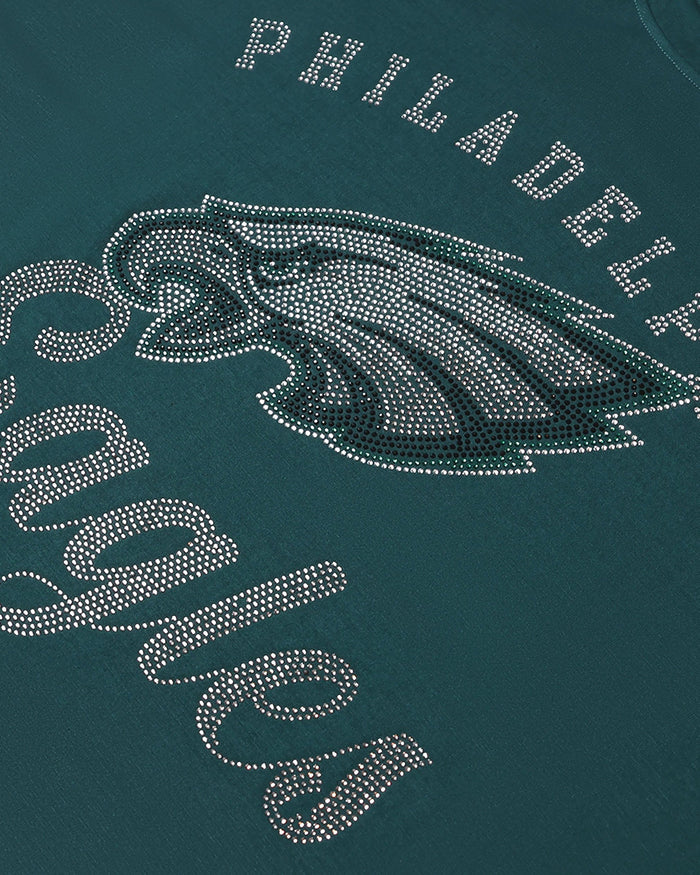 Philadelphia Eagles Womens Rhinestone Logo Oversized T-Shirt FOCO S - FOCO.com