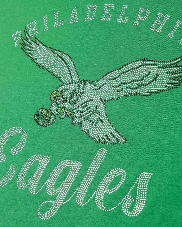 Philadelphia Eagles Womens Kelly Green Rhinestone Logo Oversized T-Shirt FOCO S - FOCO.com