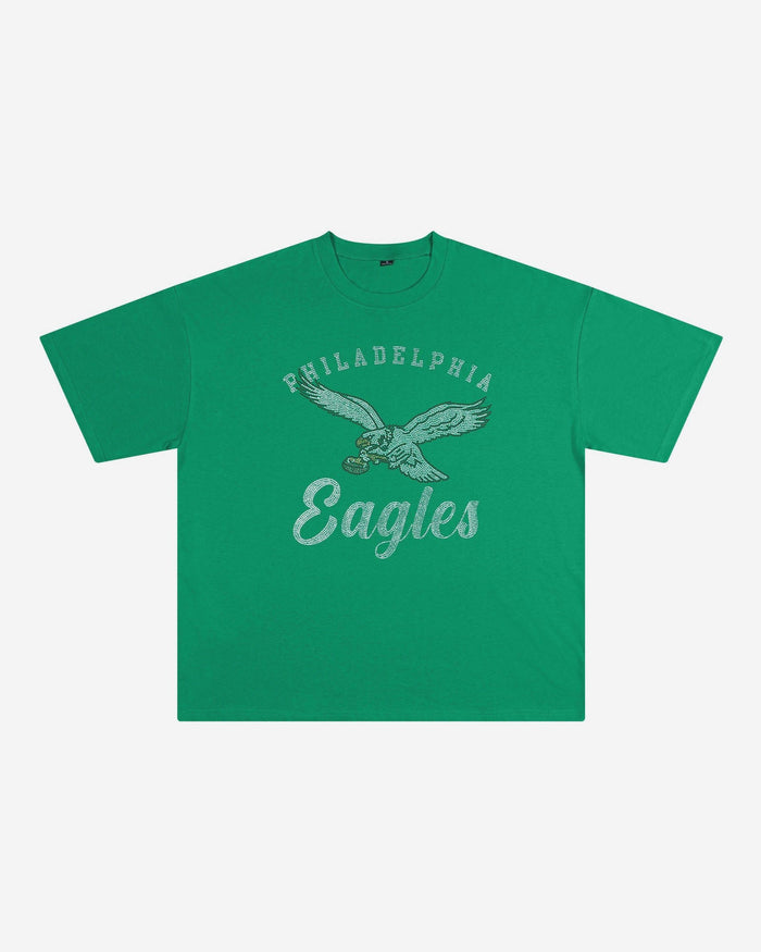 Philadelphia Eagles Womens Kelly Green Rhinestone Logo Oversized T-Shirt FOCO S - FOCO.com