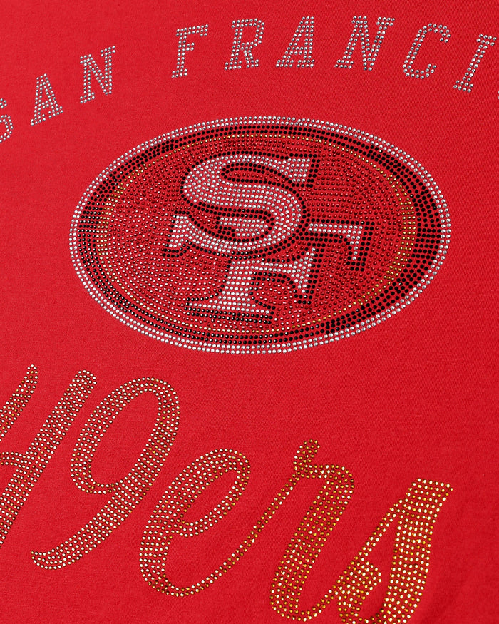 San Francisco 49ers Womens Rhinestone Logo Oversized T-Shirt FOCO S - FOCO.com