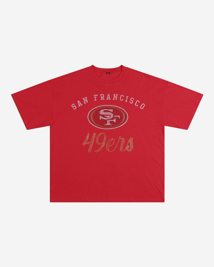 San Francisco 49ers Womens Rhinestone Logo Oversized T-Shirt FOCO S - FOCO.com