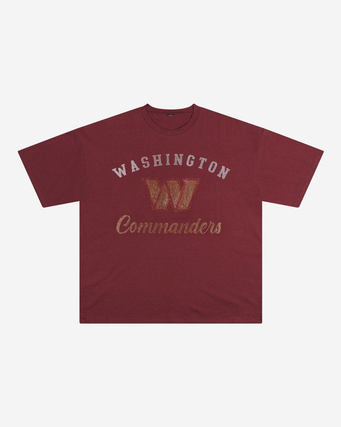 Washington Commanders Womens Rhinestone Logo Oversized T-Shirt FOCO S - FOCO.com