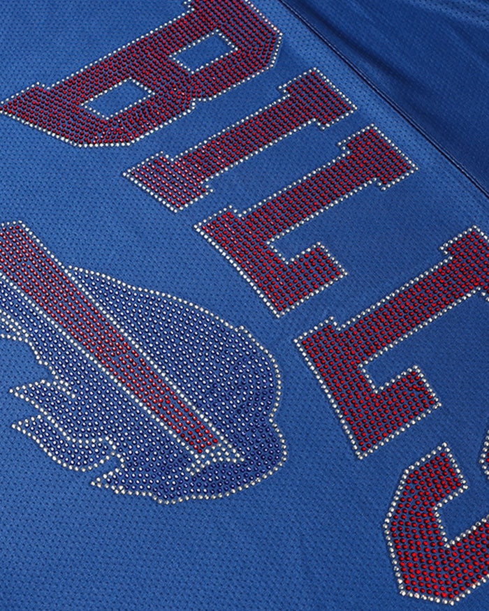 Buffalo Bills Womens Rhinestone Logo Oversized V-Neck Mesh T-Shirt FOCO S - FOCO.com