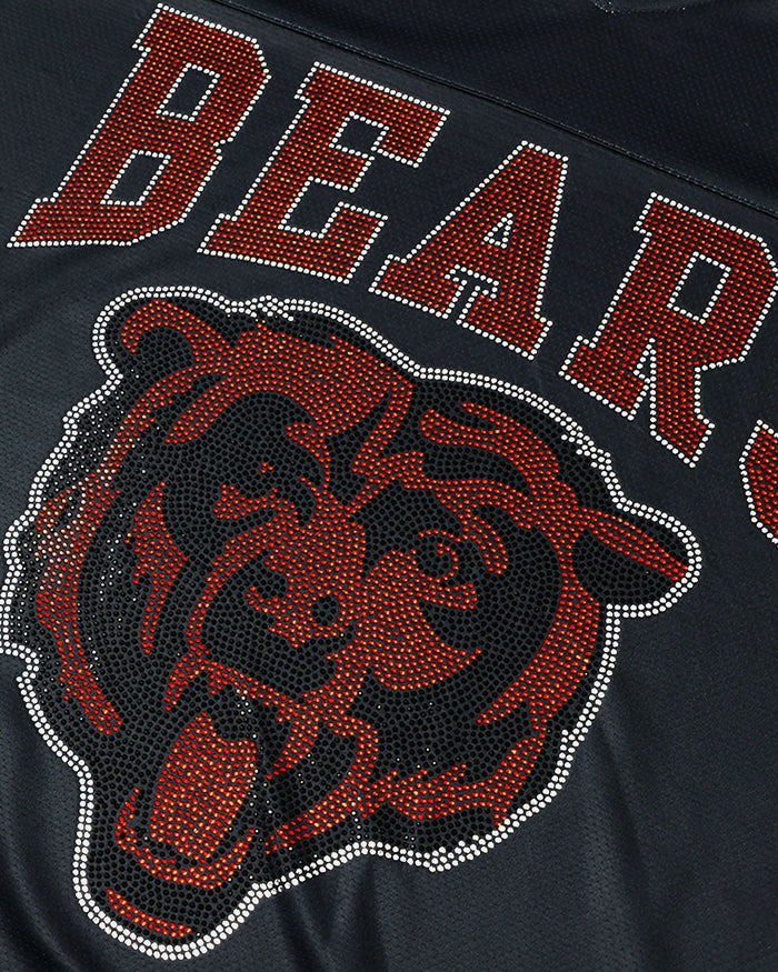 Chicago Bears Womens Rhinestone Logo Oversized V-Neck Mesh T-Shirt FOCO S - FOCO.com