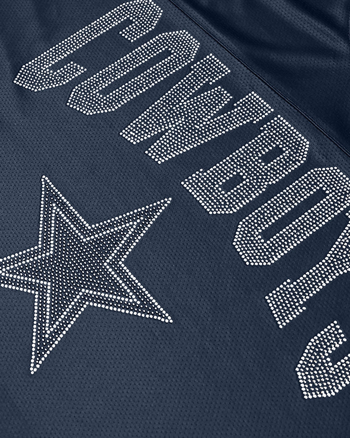 Dallas Cowboys Womens Rhinestone Logo Oversized V-Neck Mesh T-Shirt FOCO S - FOCO.com
