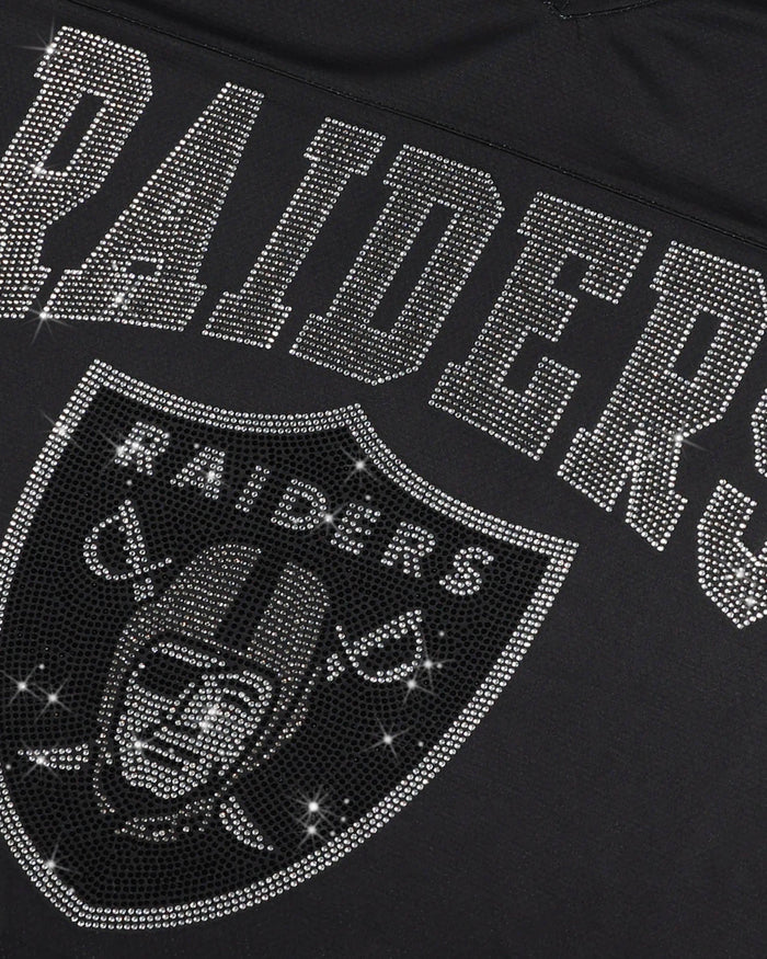 Las Vegas Raiders Womens Rhinestone Logo Oversized V-Neck Mesh T-Shirt FOCO S - FOCO.com