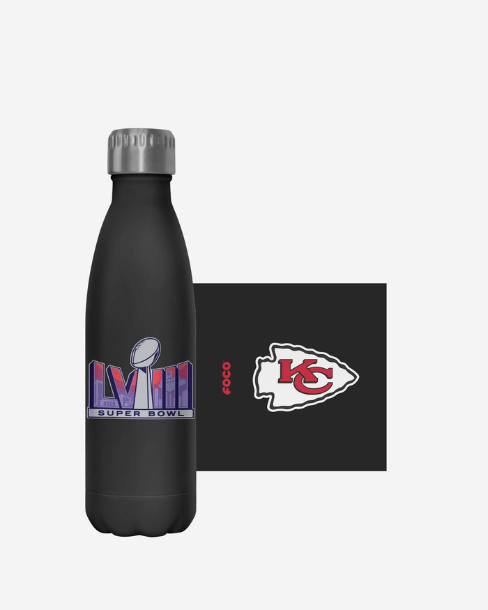 Kansas City Chiefs Super Bowl LVIII Black 17 oz Stainless Steel Bottle FOCO - FOCO.com