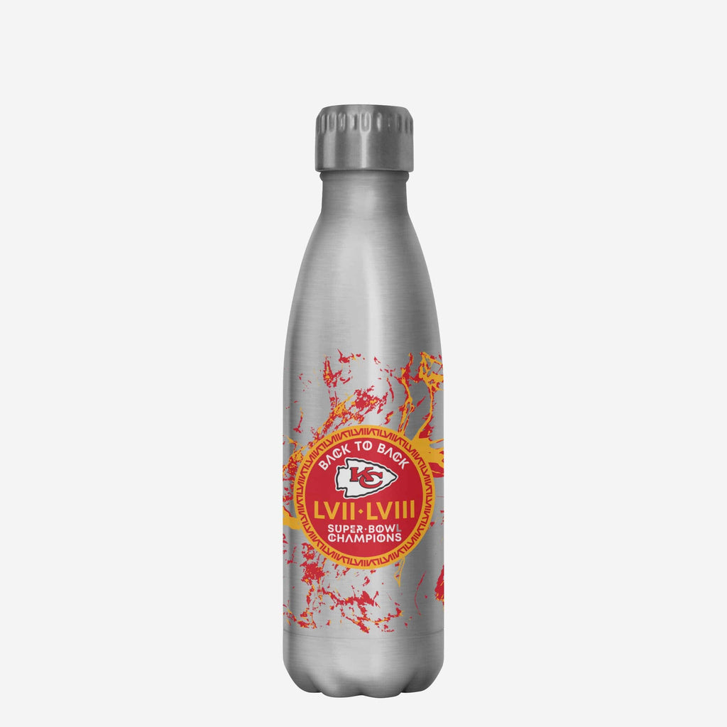 Kansas City Chiefs Super Bowl LVIII Champions Silver Marble 17 oz Stainless Steel Bottle FOCO - FOCO.com