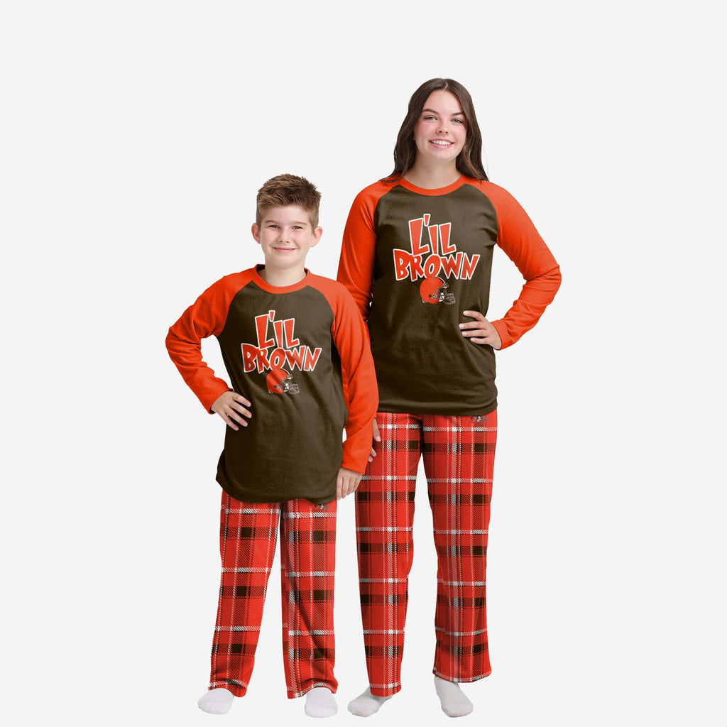 Cleveland Browns Youth Plaid Family Holiday Pajamas FOCO 4 - FOCO.com