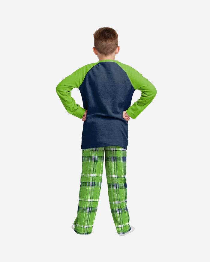Seattle Seahawks Youth Plaid Family Holiday Pajamas FOCO - FOCO.com