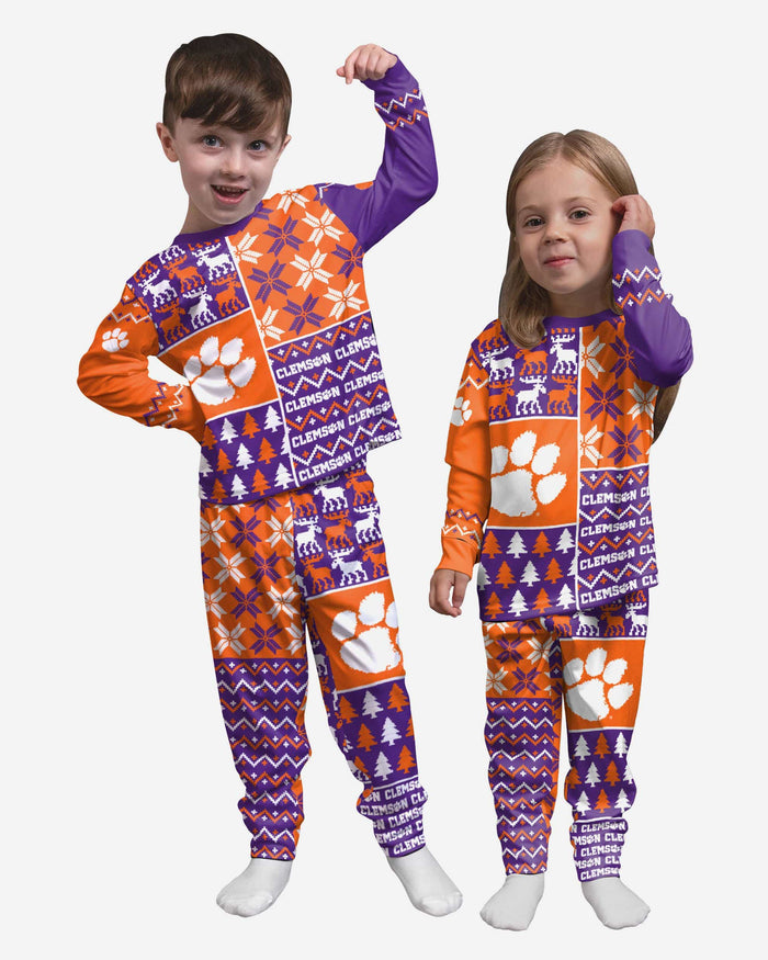 Clemson Tigers Toddler Busy Block Family Holiday Pajamas FOCO 2T - FOCO.com